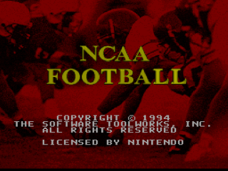 NCAA Football title screen for Super Nintendo